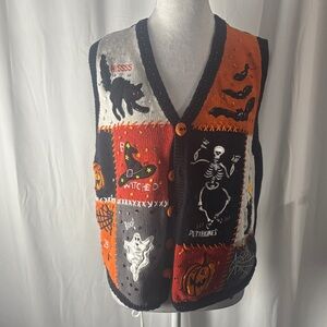 Holiday Editions Halloween Themed Vest - Black, Orange, Gray